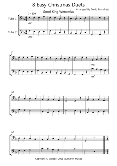 8 Easy Christmas Duets for Tuba (arr. David Burndrett)