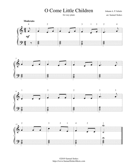O Come Little Children - for easy piano (arr. Samuel Stokes)