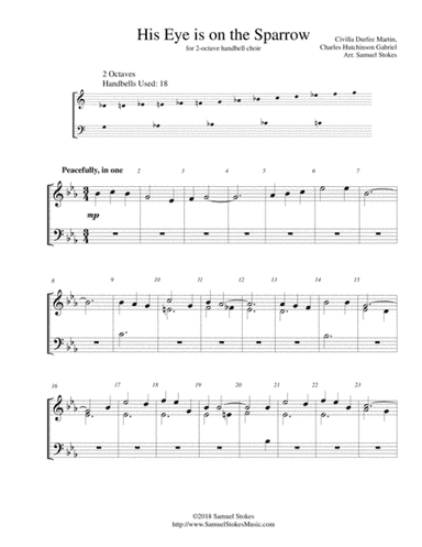 His Eye is on the Sparrow - for 2-octave handbell choir (arr. Samuel Stokes)