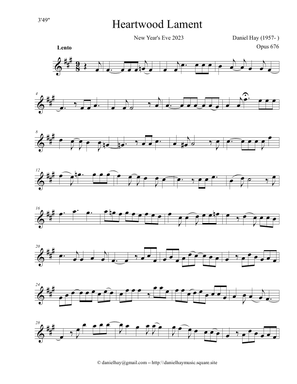 Heartwood Lament (Opus 676) Instrumental Solo