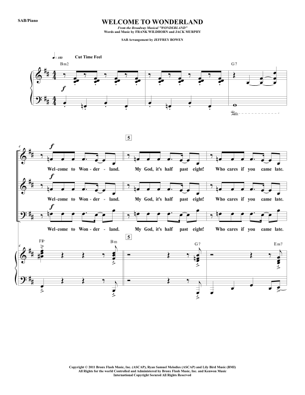 Welcome To Wonderland (arr. Jeffrey Bowen)
