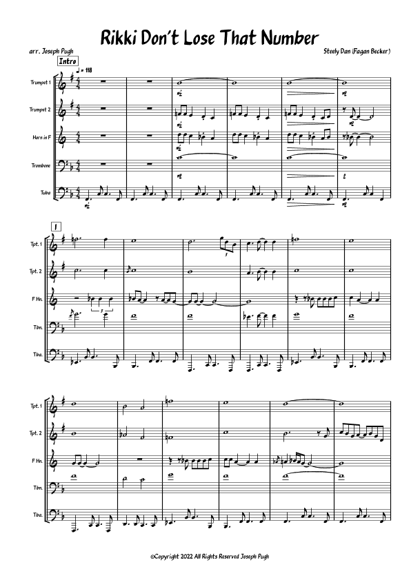 Rikki Don't Lose That Number (arr. Joseph Pugh)