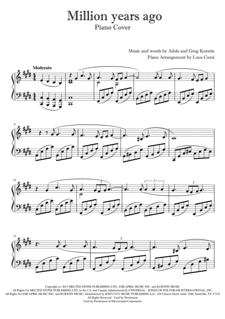 Million Years Ago (arr. Luca Cozzi)