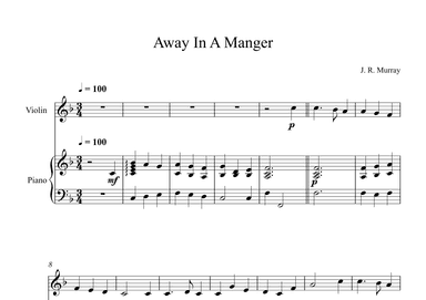 Away In A Manger, James Ramsey Murray (Violin + Piano) (arr. Digital Book Music)