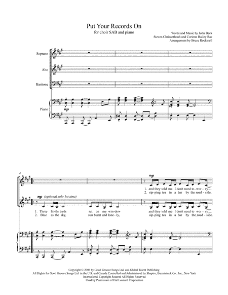 Put Your Records On (arr. Bruce Rockwell)