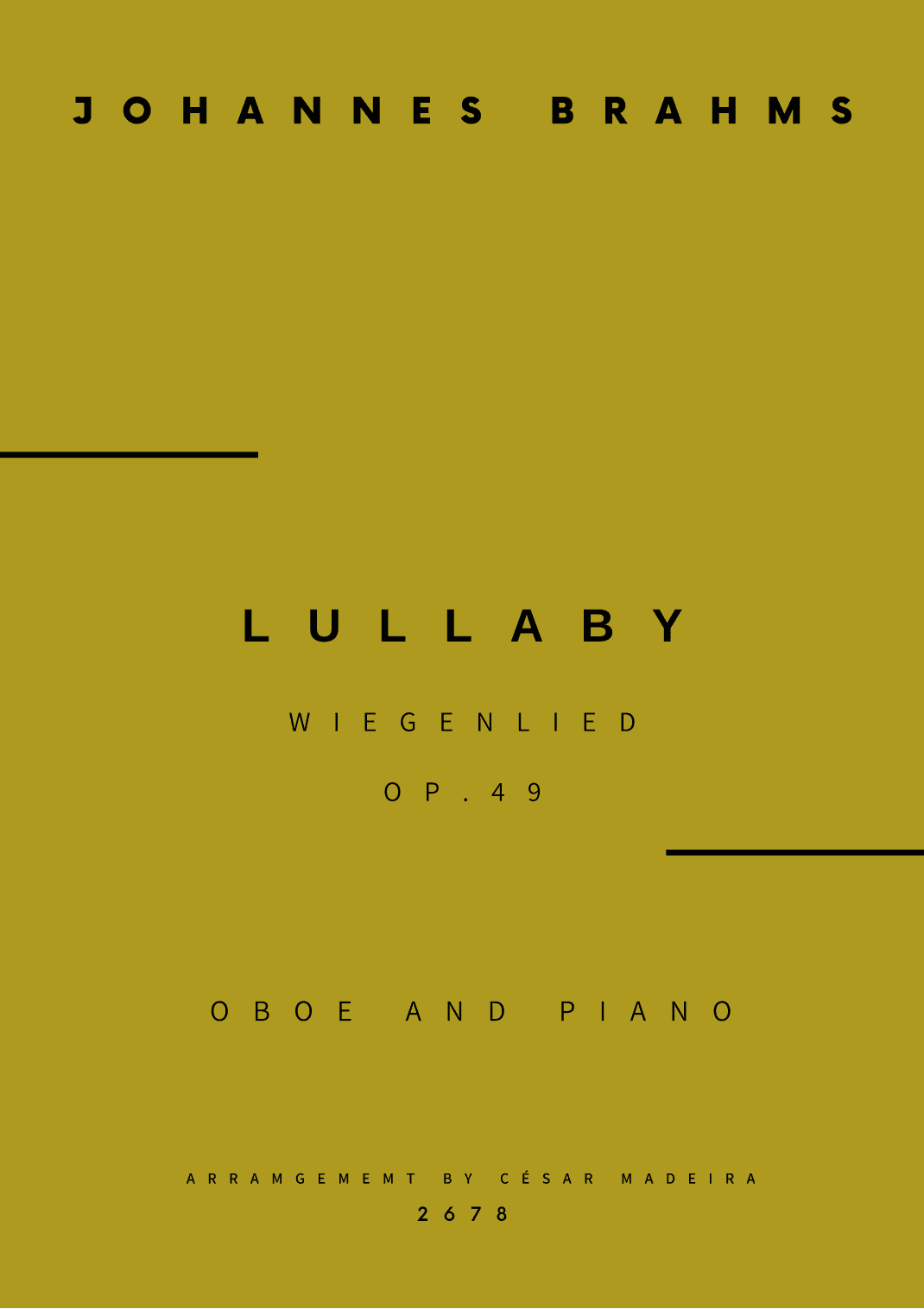 Brahms' Lullaby - Oboe and Piano (Full Score and Parts) (arr. César Madeira)