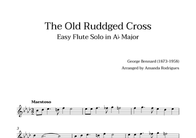 The Old Rugged Cross in Ab Major - Easy Flute Solo (arr. Amanda Cerqueira Rodrigues)