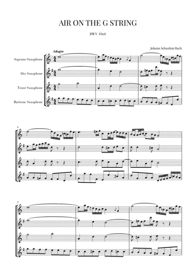Bach: Air on the G String for Saxophone Quartet (arr. Cadenza Editions)