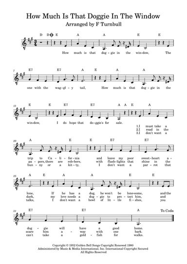 How Much Is That Doggie In The Window (arr. F Turnbull)