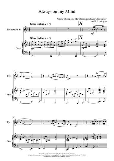 Always On My Mind (arr. Kevin P Holdgate)