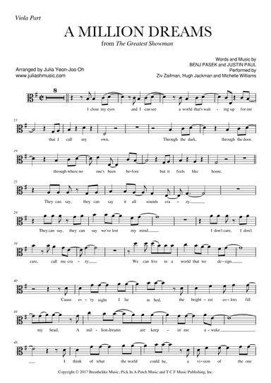 A Million Dreams (arr. JULIA OH MUSIC | Julia Yeon-Joo Oh)