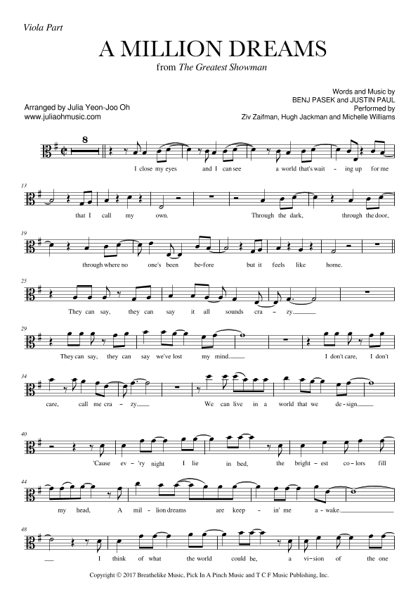 A Million Dreams (arr. JULIA OH MUSIC | Julia Yeon-Joo Oh)