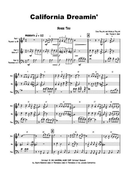 California Dreamin' (arr. Thomas H. Graf)