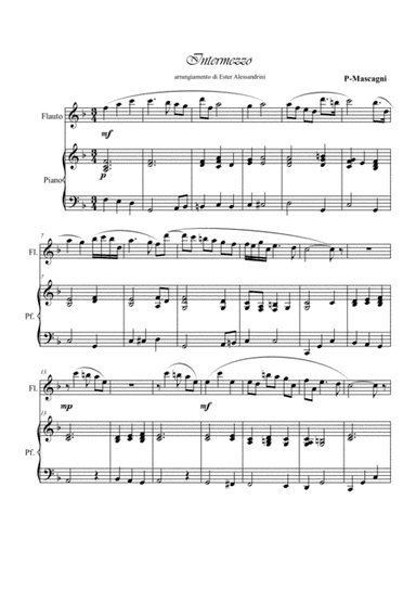 Internezzo from Cavalleria rusticana. Flute and piano (arr. Ester Alessandrini)