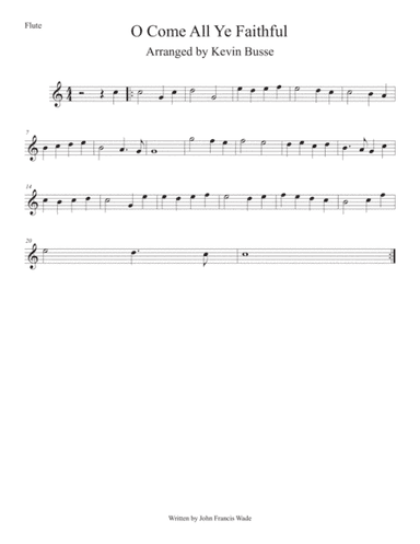 O Come All Ye Faithful (Easy key of C) Flute (arr. Kevin Busse)