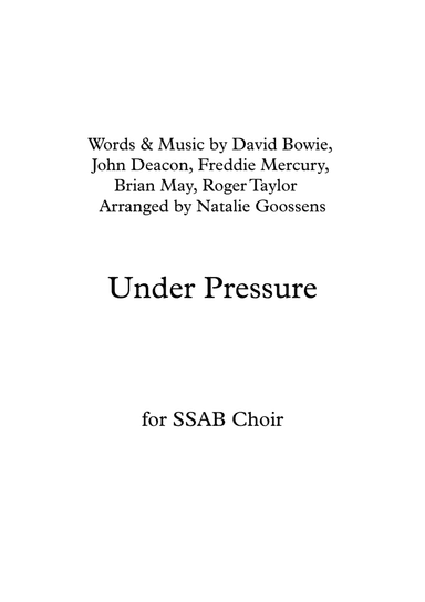 Under Pressure (arr. Natalie Goossens)