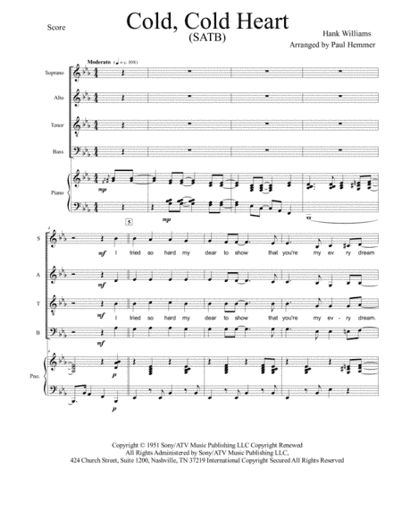 Cold, Cold Heart (arr. Paul Hemmer)