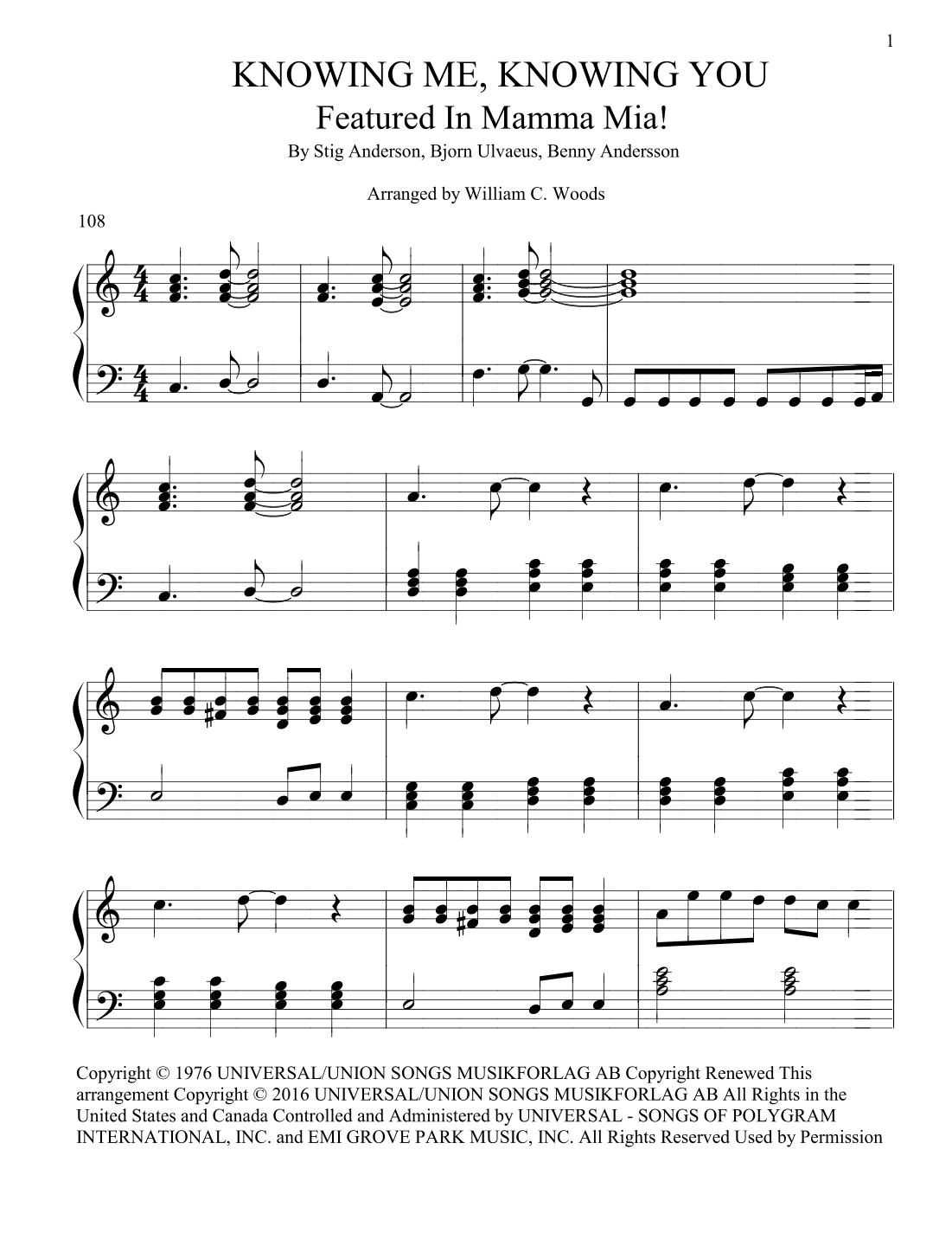 Knowing Me, Knowing You (arr. William C. Woods)