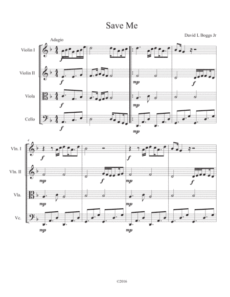 Quartet 3 Save Me - Easy String Quartet