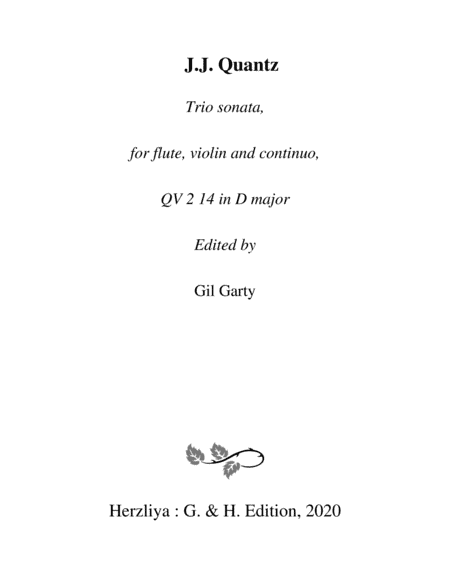 Trio sonata QV 2 14 for flute, violin and continuo in D major (arr. Gil Garty)