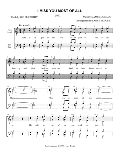 I Miss You Most of All (arr. Larry Triplett)