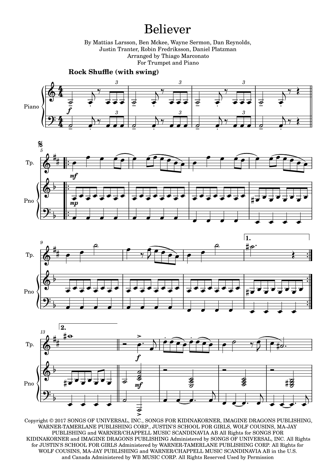 Believer (arr. Thiago Marconato)