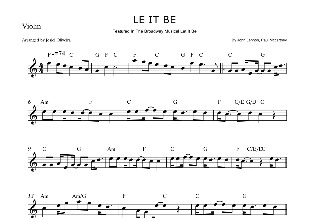 Let It Be (arr. Josiel Oliveira)