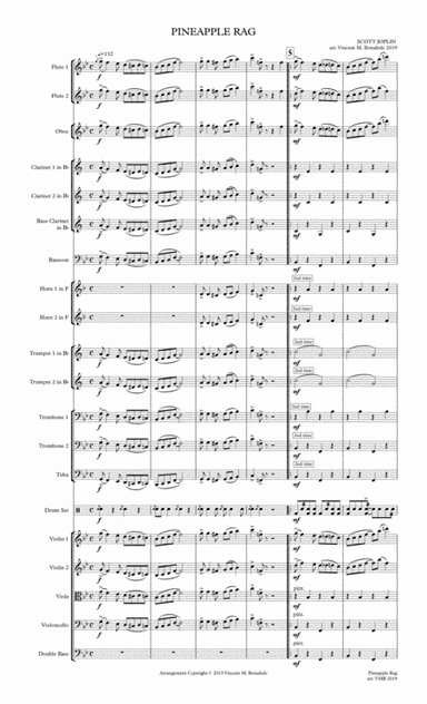 Pineapple Rag by Scott Joplin arr.  for community orchestra (arr. Vincent M. Bonafede)