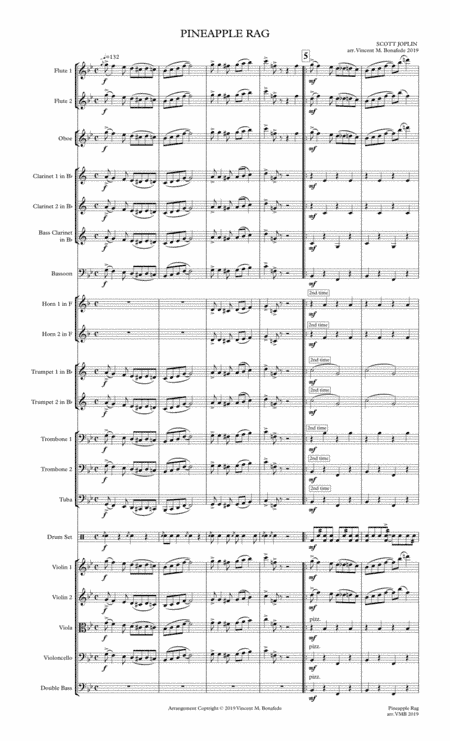 Pineapple Rag by Scott Joplin arr.  for community orchestra (arr. Vincent M. Bonafede)