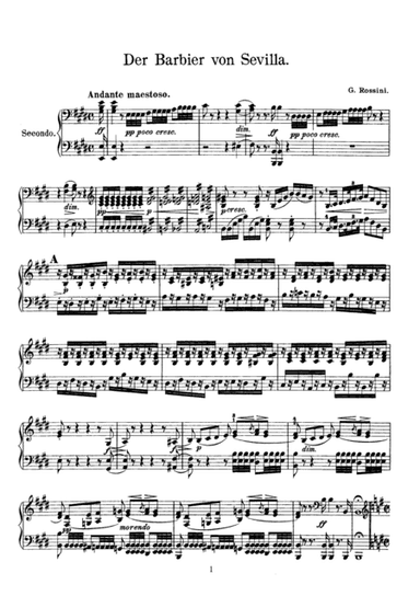 Rossini The Barber of Sevilla Overture, for piano duet(1 piano, 4 hands), PR821 (arr. M. Schultze)