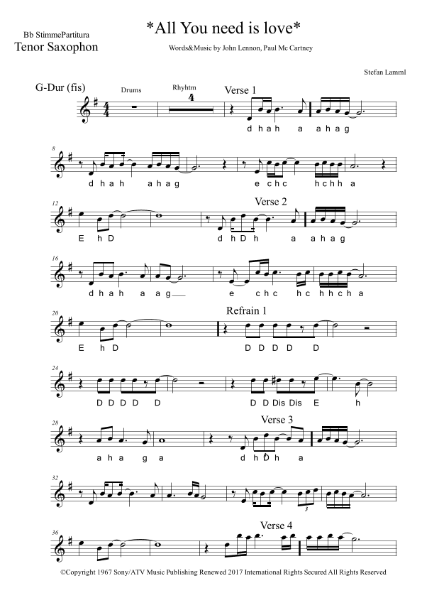 All You Need Is Love (arr. Stefan Lamml)