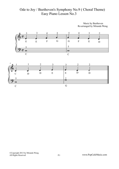Ode to Joy - Easy Piano Lesson No.3 (arr. Miranda Wong)