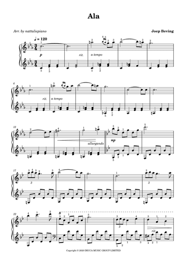 Ala (arr. nattaliepiano)