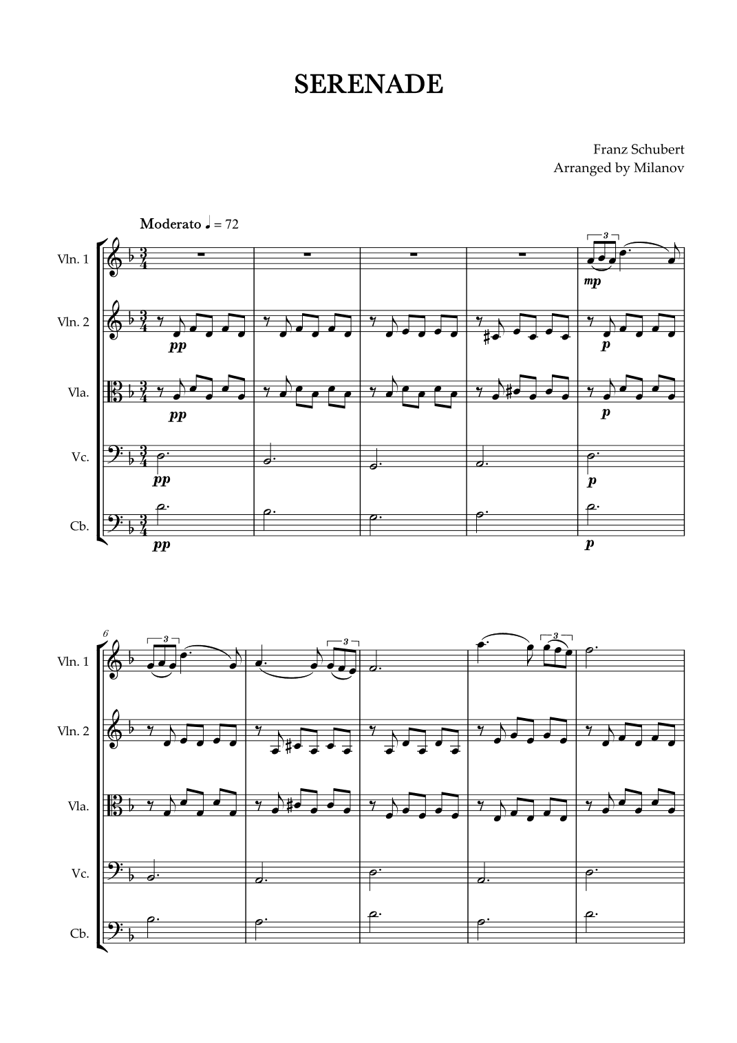Serenade | Schubert | String Quintet (arr. Milanov)