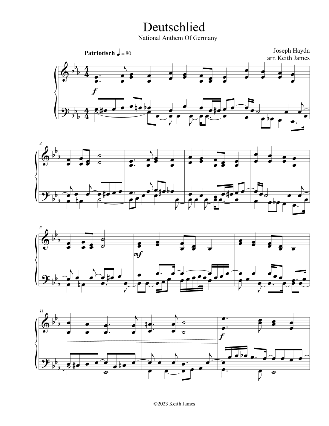 Deutschlandlied (National Anthem Of Germany) (arr. Keith James)