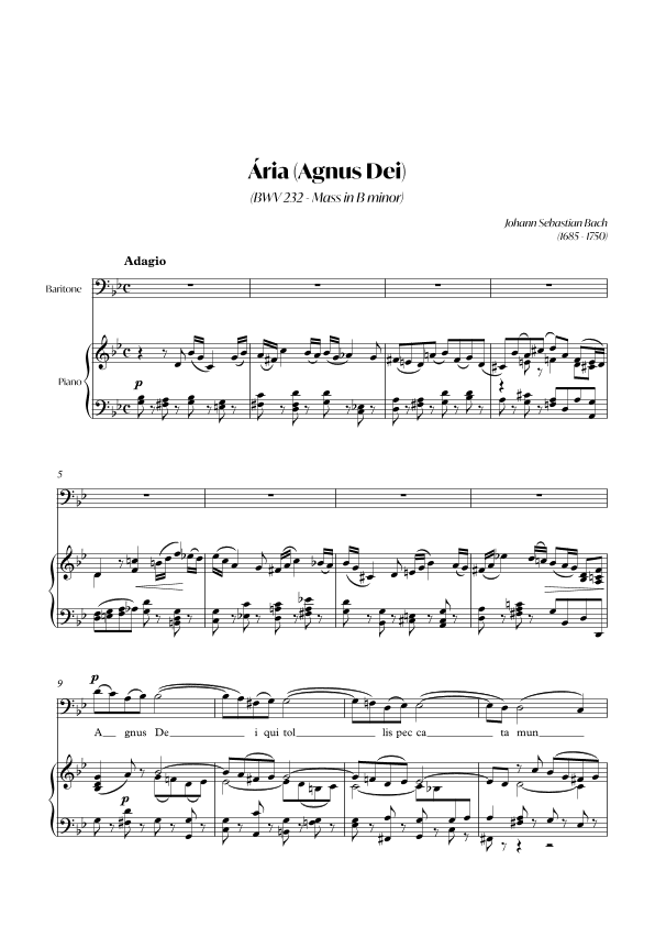 Aria (Agnus dei) from the Mass in B Minor (BACH) - Baritone_Gm (arr. André Alberto Santos)