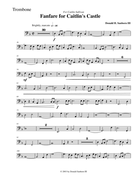 Fanfare for Caitlin's Castle--Trombone