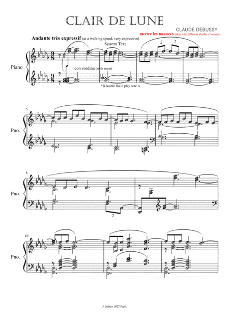 Clair De Lune (with note names alphabets and meanings) Original Version (arr. Published Harmony Valarie)