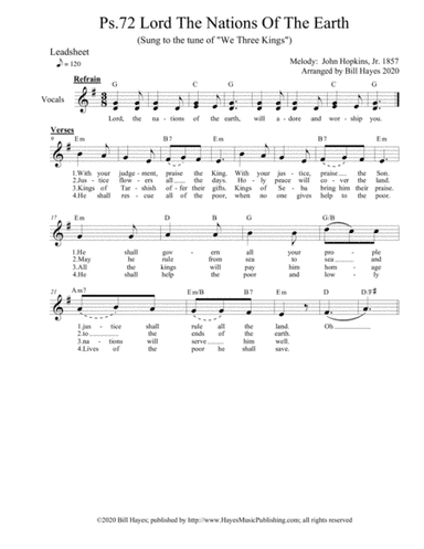 Psalm 72 Lord, The Nations Of The Earth (leadsheet) (arr. Bill Hayes (2020))
