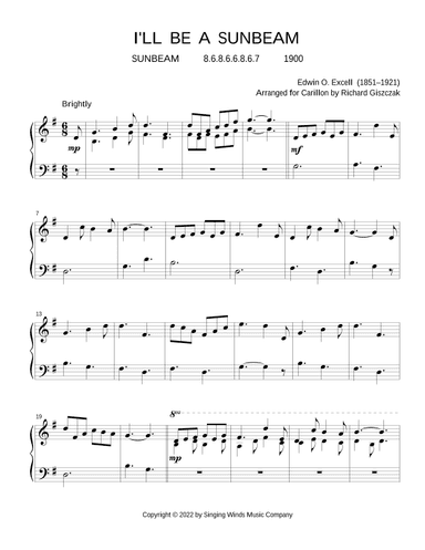 I'll Be a Sunbeam (SUNBEAM) (arr. Richard Giszczak)