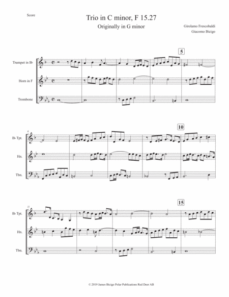 Trio in C minor, F 15.27 (originally in G minor) (arr. Giacomo Bicigo)