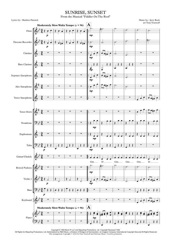 Sunrise, Sunset (arr. Tony Tournoff)