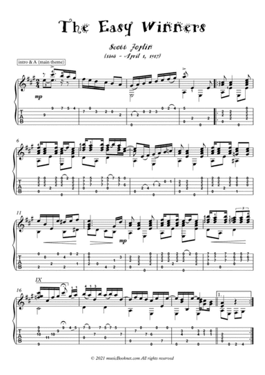 The Easy Winners guitar ragtime fingerstyle (arr. PianoSheetNow)