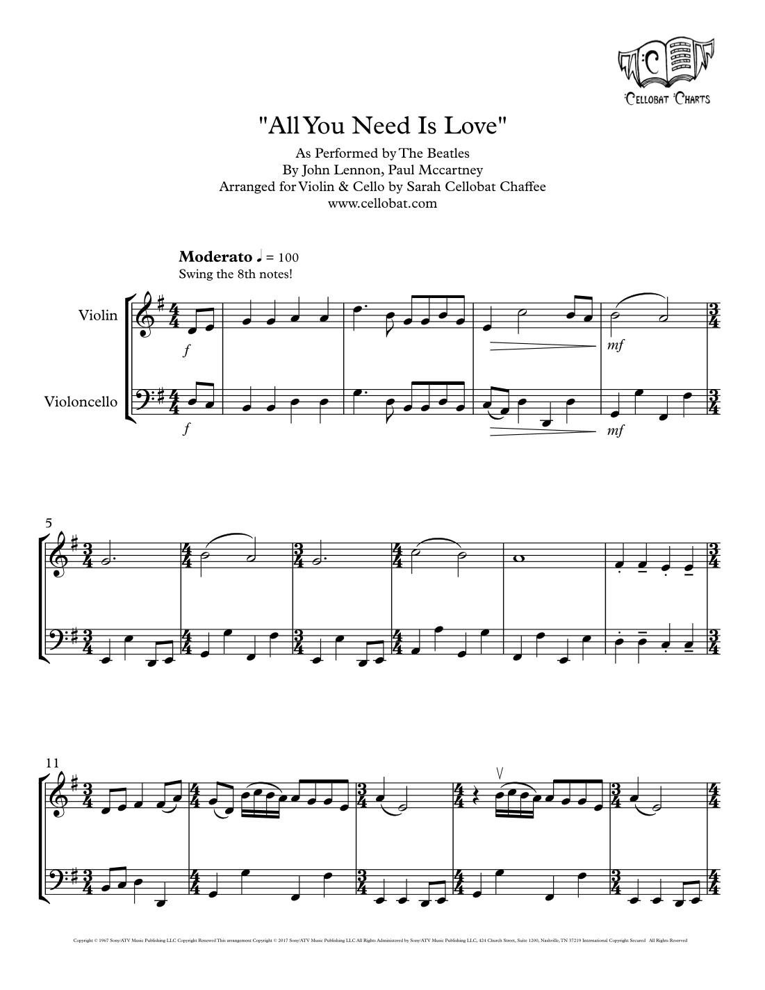 All You Need Is Love (arr. Sarah Cellobat Chaffee)