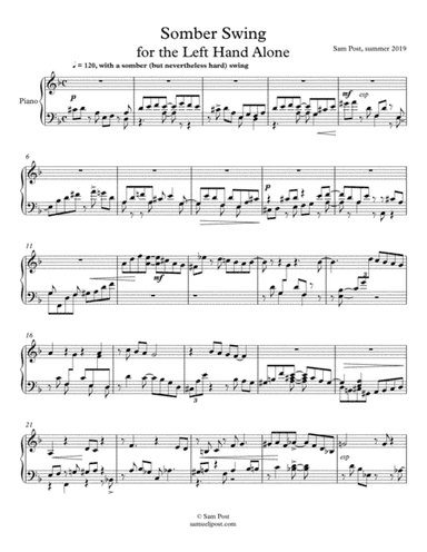 Somber Swing for the Left Hand Alone, op. 48, #1