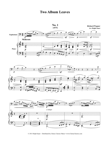 Two Album Leaves for Euphonium & Piano (arr. Sauer, Ralph)