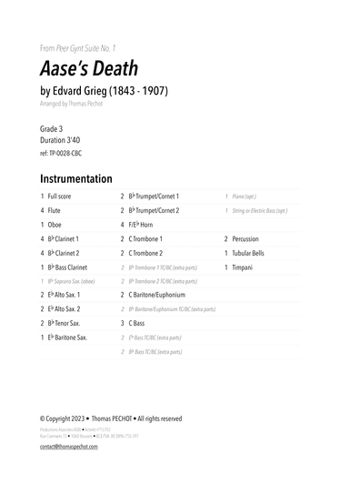 Aase's Death (from Peer Gynt Suite No.1) (arr. Thomas PECHOT)