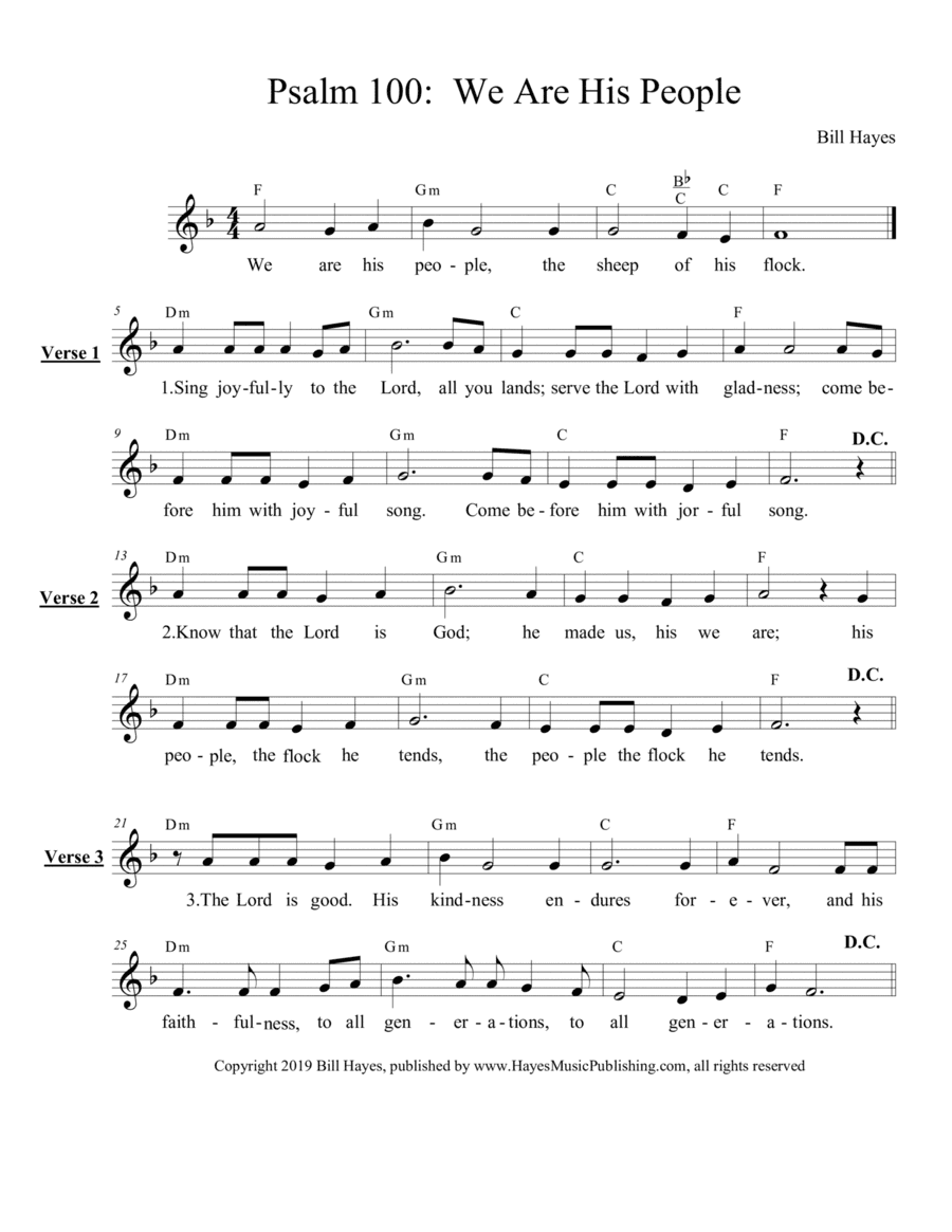Psalm 100: We Are His People (Leadsheet)