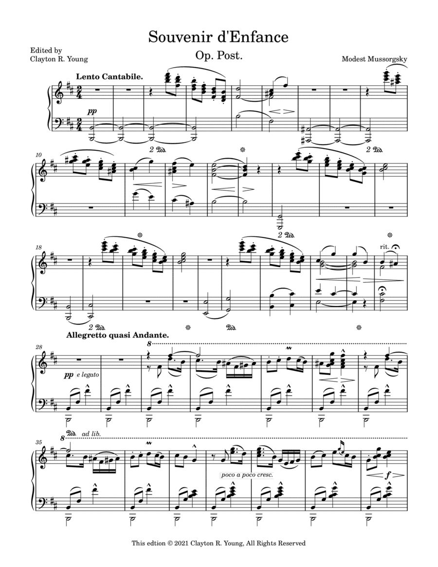 Souvenir d'Enfance (arr. Clayton R. Young Music)
