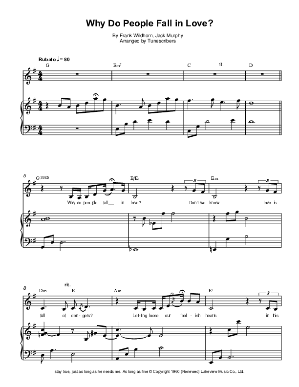 Why Do People Fall in Love (G) (arr. Tunescribers)